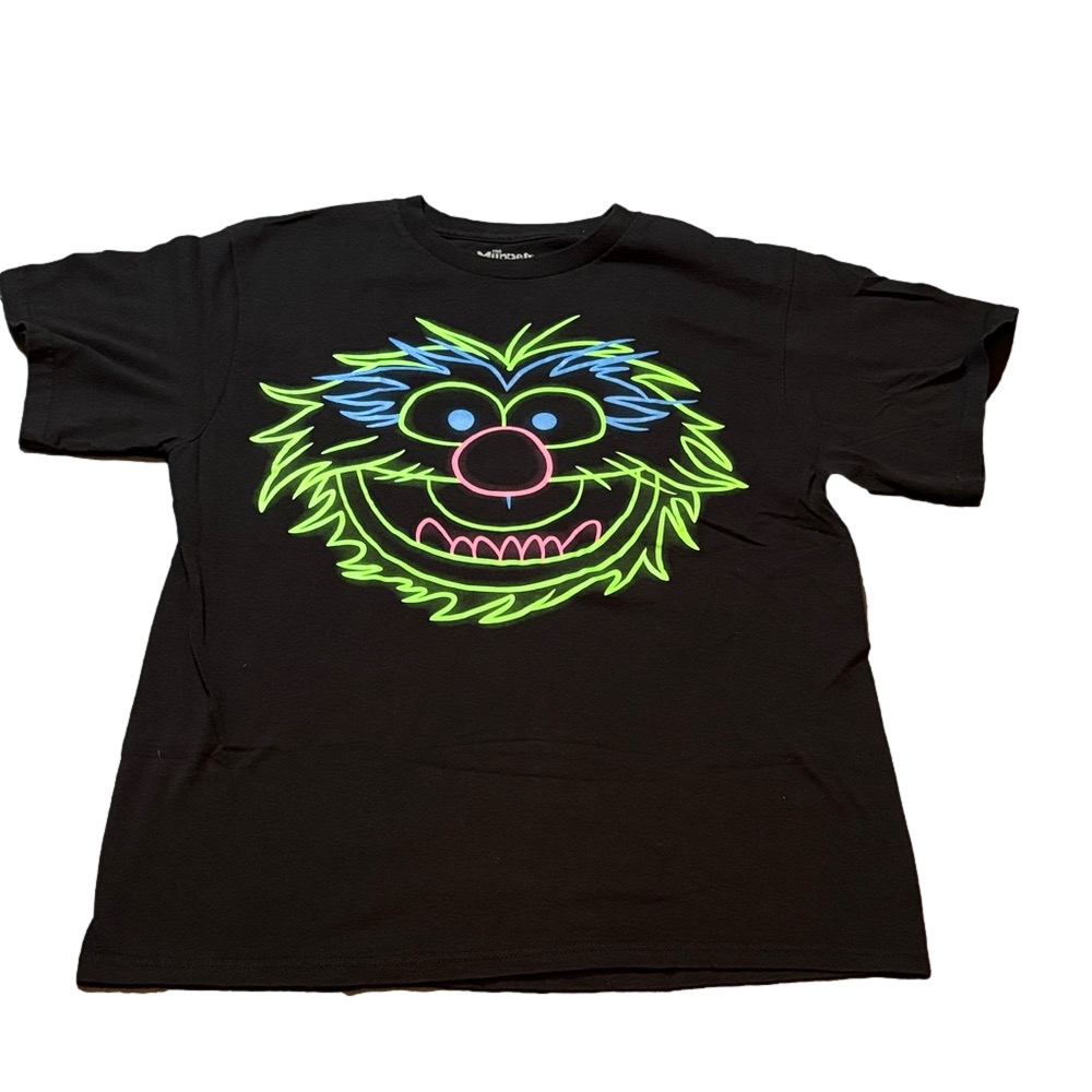 Disney Muppets Animal Neon Face Graphic Tee Black Size Large - Picture 2 of 7